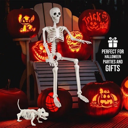 2Pcs Skeleton and Dog Skeleton Halloween Decorations Posable Skeletons Halloween Decorations Indoor Outdoor