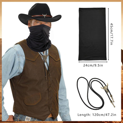 Cowboy Outfit for Men Western Cowboy Costume Accessories Set for Halloween Cosplay