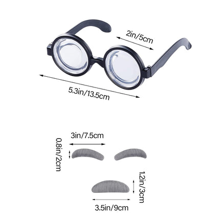 Old Man Costume Set Mad Scientist Wig Glasses Mustache Eyebrows for Dressing up Grandpa Costume Halloween Party Cosplay Set