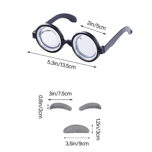 Old Man Costume Set Mad Scientist Wig Glasses Mustache Eyebrows for Dressing up Grandpa Costume Halloween Party Cosplay Set