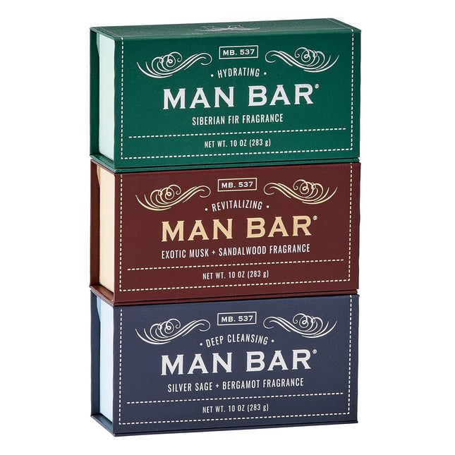 Man Bar 3-Piece Gift Set - No Harmful Chemicals - Good for All Skin Types - Made in the USA