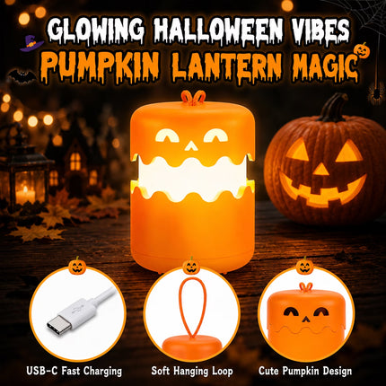 Halloween Decoration, 2Pack Halloween Pumpkin Lantern, Collapsible Jack O Lantern Pumpkin with Lanyard,Halloween Party Favors, Outdoor Indoor Halloween Party Decor