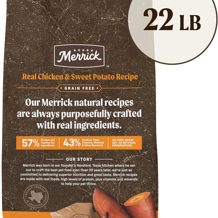 Premium Grain Free Dry Adult Dog Food, Wholesome and Natural Kibble with Real Chicken and Sweet Potato - 22.0 Lb. Bag