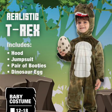 T-Rex Dinosaur Animals Costumes Jumpsuit with Toy Egg for Kids Halloween Dress-Up Party 2-7 Years