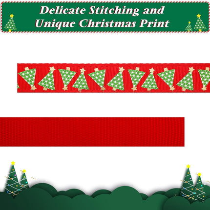 Christmas Dog Collar with Bow Tie - Adjustable Festival Green Tree Collar for Medium Dogs