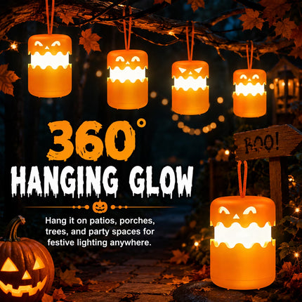 Halloween Decoration, 2Pack Halloween Pumpkin Lantern, Collapsible Jack O Lantern Pumpkin with Lanyard,Halloween Party Favors, Outdoor Indoor Halloween Party Decor