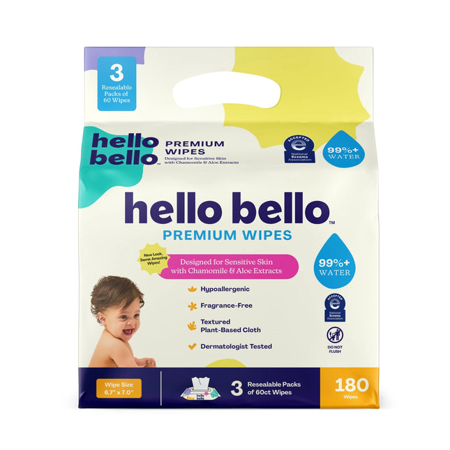 Premium Fragrance-Free Baby Wipes, 3 Flip-Top Pouches (180 Total Wipes)