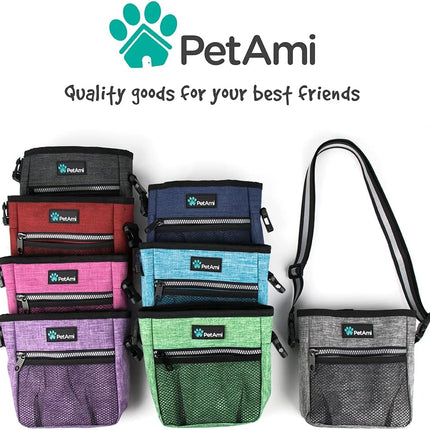 Dog Treat Pouch, Pet Treat Pouch for Training, Dog Walking Bag Holder for Kibbles, Pet Food Toy, Dog Trainer Essentials Supplies, Poop Bag Dispenser, 3 Ways to Wear (Purple)