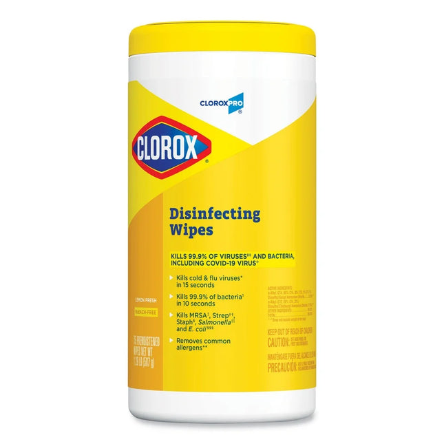 15948 7 In. X 8 In. 1-Ply Disinfecting Wipes - Lemon Fresh, White (75/Canister, 6/Carton)