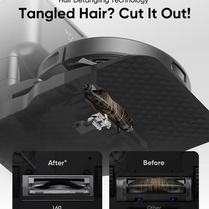 L60 Robot Vacuum with Self Empty Station, Hair Detangling Technology, up to 60 Days Hands Free Cleaning, 5,000 Pa Suction, Remove Hair, Dust