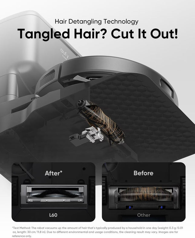 L60 Robot Vacuum with Self Empty Station, Hair Detangling Technology, up to 60 Days Hands Free Cleaning, 5,000 Pa Suction, Remove Hair, Dust