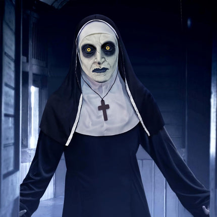 Scary Nun Mask Halloween Mask Nun Costume Creepy Latex Mask for Women Adults for Cosplay Costume Props