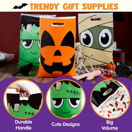 72 Pcs Halloween Treat Bags with Handles, Goodie Bags for Kids, Exchange Classroom Gift Bags for Halloween Party Favors Decorations Supplies
