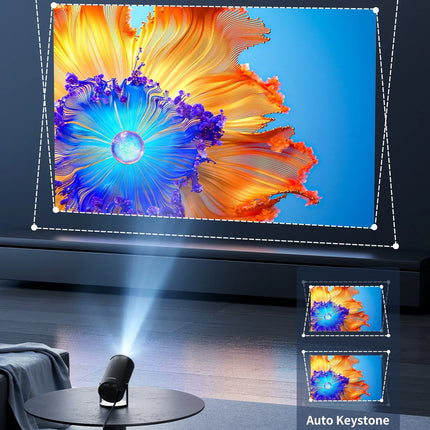 Projector 4K 1080P Support, Mini Projector Smart for Movie Projection Compatible with Phone-Black