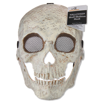 Skull Skeleton Mask Costume Accessory for Adults, Beige, Halloween by