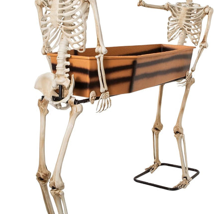 Halloween 5Ft Two Skeleton Carrying Coffin Decorations, Poseable Arms Pallbearers, Life Size Skull Decor, Halloween Party Cooler Prop, Outdoor Spooky Graveyard, Indoor Haunted House, Yard Display