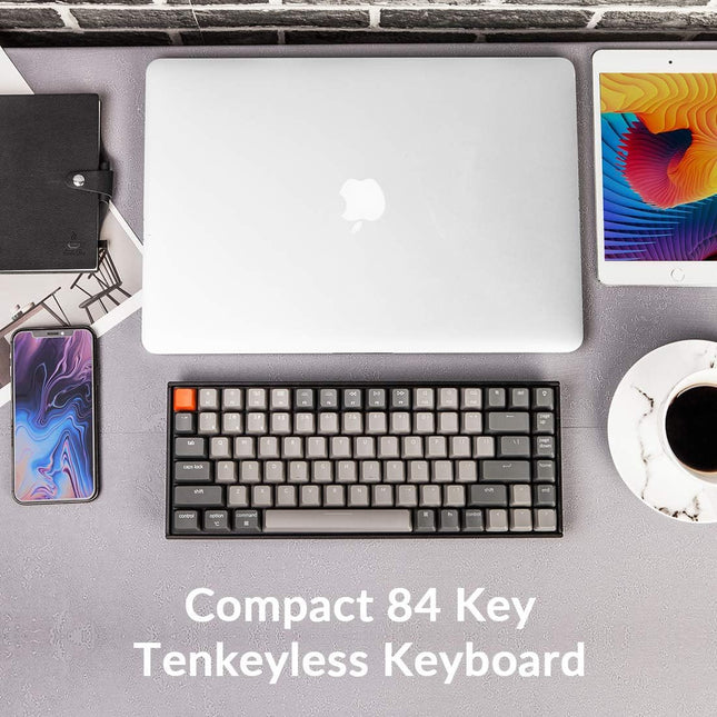 K2 75% Layout RGB Bluetooth Wireless Mechanical Keyboard with  Super Brown Switch/Anti Ghosting/N-Key Rollover, Compact 84 Keys USB Wired Gaming Keyboard for Mac Windows-Version 2
