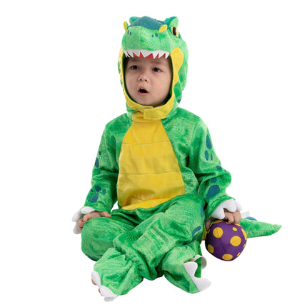 T-Rex Costume for Baby, Dinosaur Costumes Jumpsuit W/Egg Toys for Toddler and Kids Halloween Party Dress-Up 2 5 7 Years