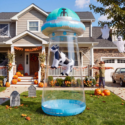 9 Ft Halloween Inflatable UFO Alien Decoration with Built-In Leds,Ufo Halloween Decorations Outdoor Blow up Yard Lawn Decoration