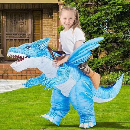 Kids Inflatable Dinosaur Costume, Blow up Dinosaur Costume Inflatable Dino Costume, Funny Halloween Costumes for Boys Girls Unisex Blow up Costume for Halloween/Party/Cosplay