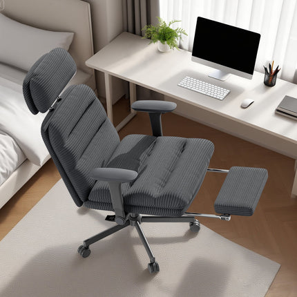Ergonomic Reclining Office Chair with Footrest, Adjustable Swivel Base, Headrest, Lumbar Support, Black