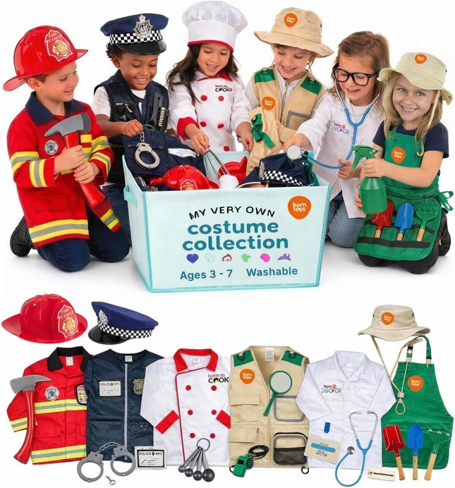 6-In-1 Kids Dress up Clothes Costume Gift Set for Boys & Girls 3+