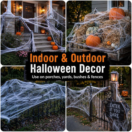 1100 Sqft Halloween Spider Webs - Outdoor Cobwebs with 40 Spiders
