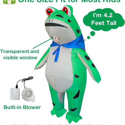 Inflatable Frog Costume for Kids Halloween Cute Animal Costumes Funny Blow up Suit for Boys Girls Cosplay Party