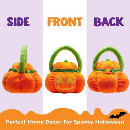 8 Pcs Halloween Basket with Stuffed Plush,Halloween Gift Basket Stuffers for Baby Kids Toddler,Halloween Toys,Halloween Pumpkin Decorations