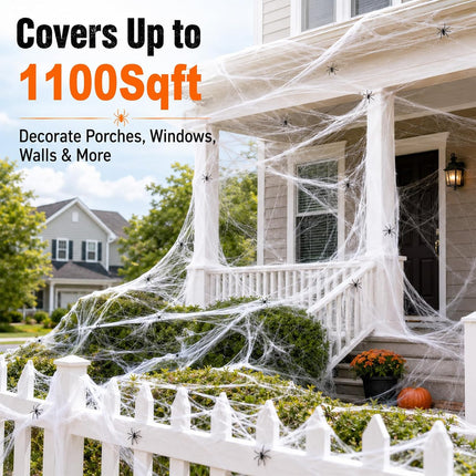 1100 Sqft Halloween Spider Webs - Outdoor Cobwebs with 40 Spiders