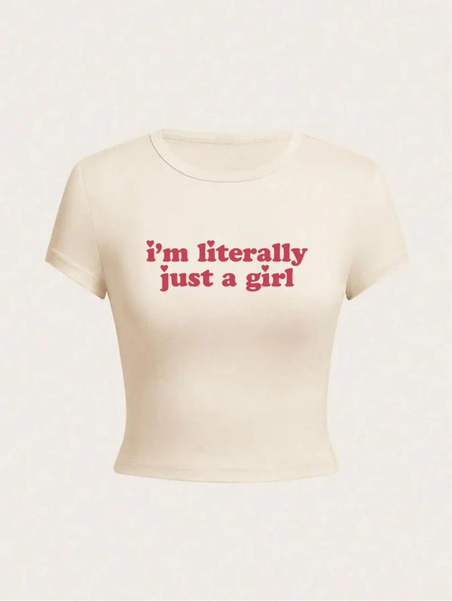 Women'S Letter Print round Neck Graphic Tee, Vintage Trendy Casual Soft Shortsleeve T-Shirt for Daily Wear, Graphic Tees, Lady Comfort Summer Outfit