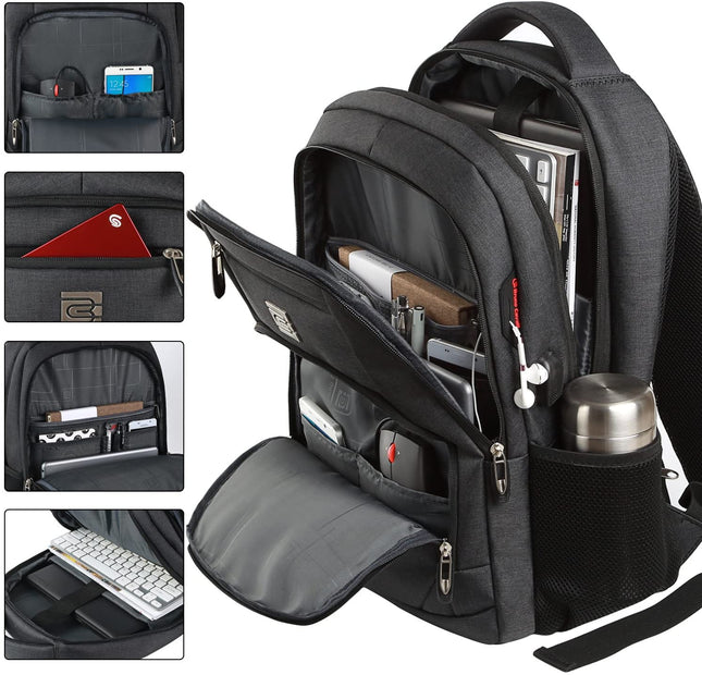 Laptop Backpack,Business Travel anti Theft Slim Durable Laptops Backpack,Water Resistant College Computer Bag for Women & Men Fits 15.6 Inch Laptop and Notebook - Black