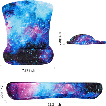 Keyboard Wrist Rest Pad and Mouse Wrist Rest Support Mouse Pad Set,Durable & Comfortable & Lightweight for Easy Typing & Pain Relief-Ergonomic Support (Galaxy)