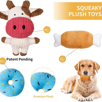 7 Pack Small Dog Toys, Puppy Teething Toys, Durable Ropes Chew Toys, Cute Calf Squeaky Dog Toys, Non-Toxic and Safe