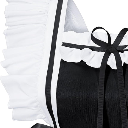 Classic French Maid Costume Apron Fancy Dress Cosplay Outfit Headwear Gloves Socks Set