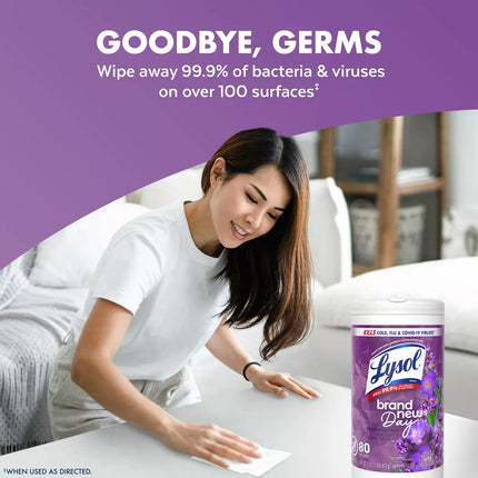 Lysol Lavender Disinfecting Wipe - 80Ct: Multi-Surface Application, Aluminum-Free