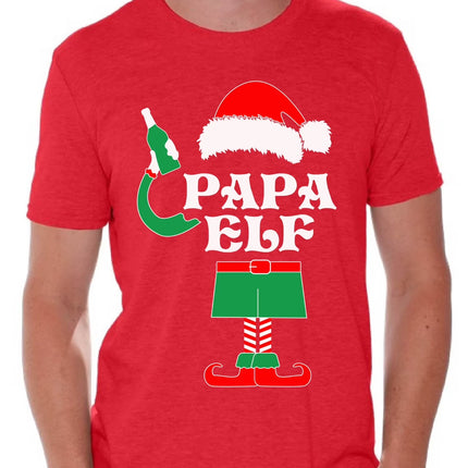 Papa Elf Shirt Elf Christmas Tshirts for Men Papa Elf Ugly Christmas Shirt Papa Elf Christmas Holiday Top Funny Elf Suit Xmas Party Holiday Men'S Tee Xmas Gift Idea for Daddy