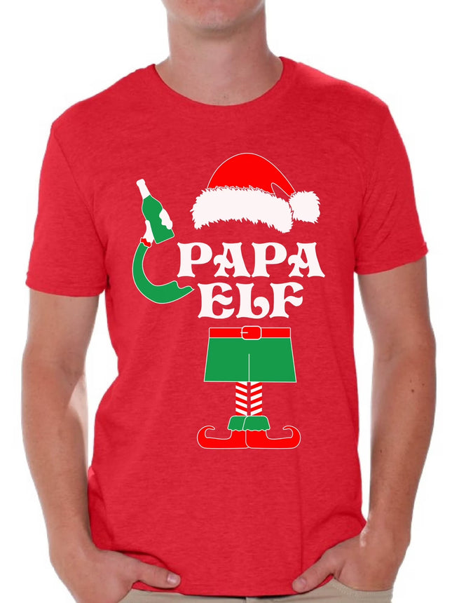 Papa Elf Shirt Elf Christmas Tshirts for Men Papa Elf Ugly Christmas Shirt Papa Elf Christmas Holiday Top Funny Elf Suit Xmas Party Holiday Men'S Tee Xmas Gift Idea for Daddy