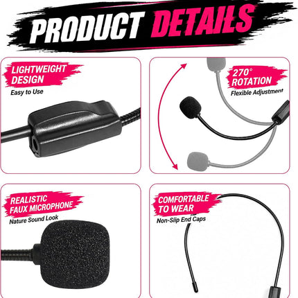 Fake Microphone Headset, Pop Star Rockstar Singer Halloween Costume