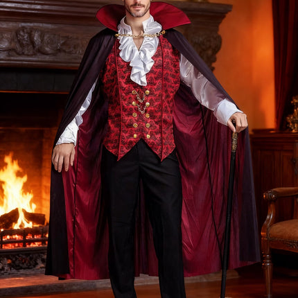Halloween Vampire Costume Set for Adult Halloween Men'S Vampire Cape, Medieval Costume Party Fancy Dress-Up