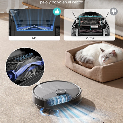M3 Max Robot Vacuum, Robot Vacuum and Mop, 20000Pa Suction, Anti-Tangle Brushes, Dual Spinning Mop, Auto Mop Washing
