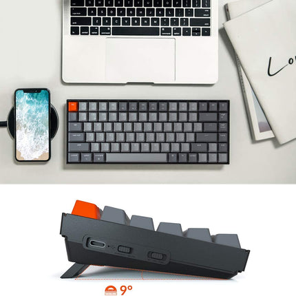 K2 75% Layout RGB Bluetooth Wireless Mechanical Keyboard with  Super Brown Switch/Anti Ghosting/N-Key Rollover, Compact 84 Keys USB Wired Gaming Keyboard for Mac Windows-Version 2