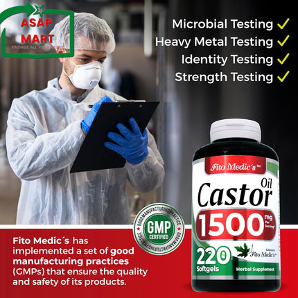 Lab | Castor Oil Pills |220 Softgels |1500 Mg| Castor Oil Capsules | Castor Oil