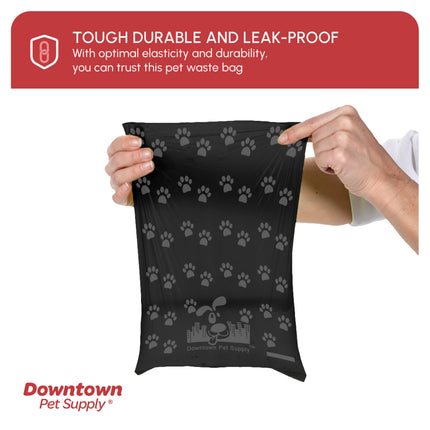 Dog Poop Bags, Free Poop Bag Holder, Black Paw Print, 220 Ct