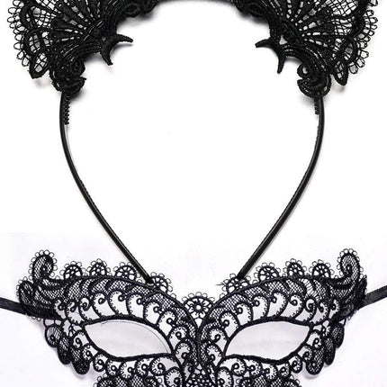 Cat Woman Mask, Cat Lingerie Sexy Black Cat Costume Accessories for Women