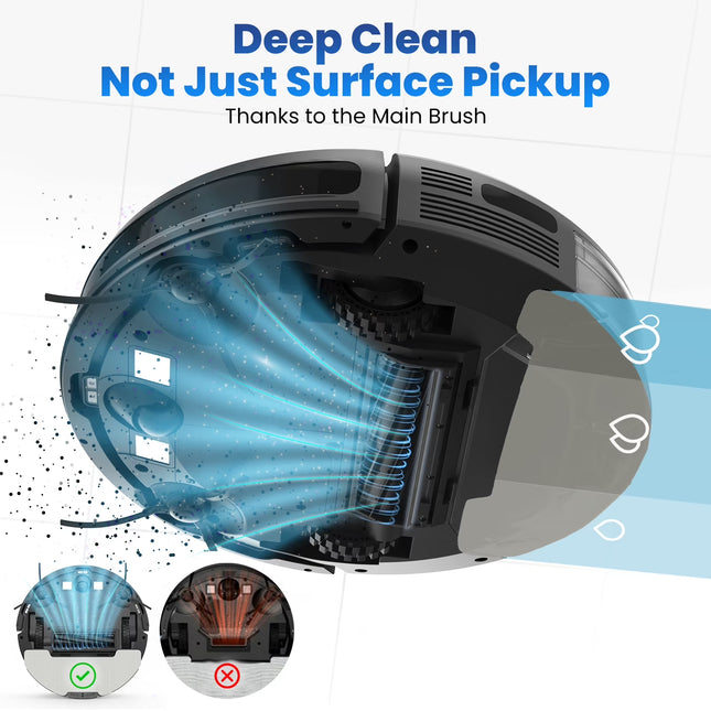 G60 3 in 1 Robot Vacuum and Mop Combo with Smart App&Voice Control,2 in 1 Tank for Pet Hair
