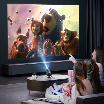 Projector 4K 1080P Support, Mini Projector Smart for Movie Projection Compatible with Phone-Black