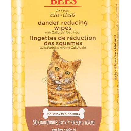 Cat Dander Remover Wipes, Colloidal Oat Flour and Aloe to Soothe Dry Skin and Reduce Flaking, Unscented Grooming Cloths for Cats and Kittens, 50 Count - 3 Pack