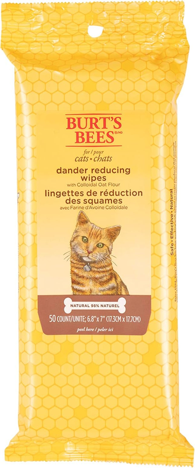 Cat Dander Remover Wipes, Colloidal Oat Flour and Aloe to Soothe Dry Skin and Reduce Flaking, Unscented Grooming Cloths for Cats and Kittens, 50 Count - 3 Pack