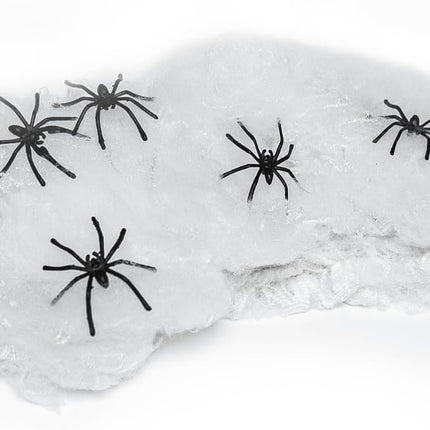 Halloween Spider Web Decoration, 200 Square Feet & Plastic Spiders, Halloween Party Supplies, Spider Webs (Small, 200 Sq Feet) (8 Fake Spiders Included)